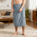 1pc Men's bath towel, large size, coral fleece bathrobe,wearable and wrap home bathrobe, adjustable elastic pocket bath towel