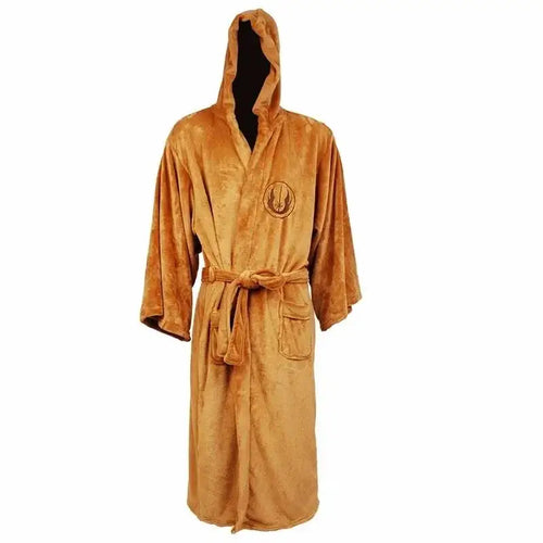 Jedi Cosplay Nightgown Male Homewear Flannel Robe Male With Hooded Thick Star Dressing Gown Empire Men's Bathrobe Winter Robe