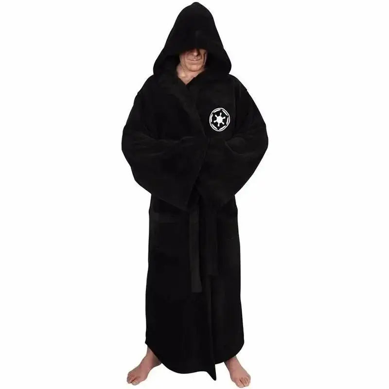Jedi Cosplay Nightgown Male Homewear Flannel Robe Male With Hooded Thick Star Dressing Gown Empire Men's Bathrobe Winter Robe